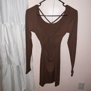 Brown bodycon dress with open back